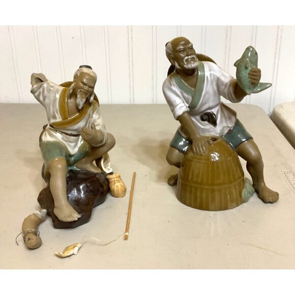 Vintage Ceramic Fisherman Figurine Holding Fish - Picture 1 of 12